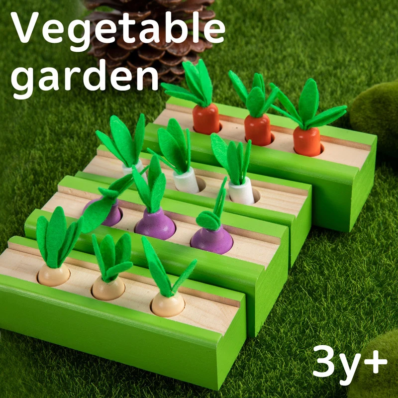 

Wooden Toy Fun Vegetable Insert Carrot Game Hand-eye Coordination Game Educational Toy For Children Kid