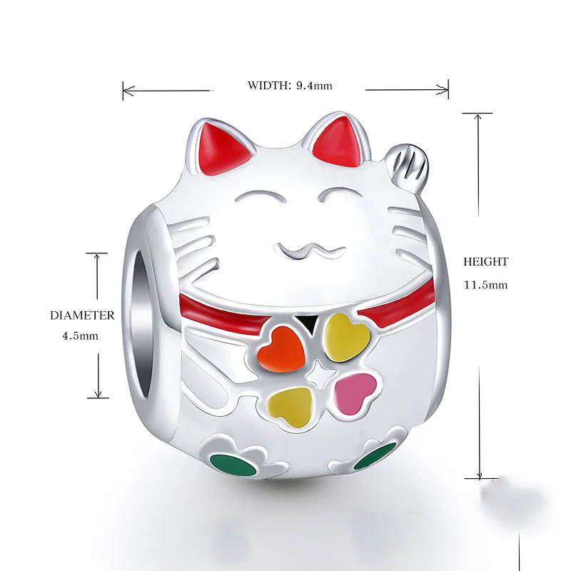 MANBU Серебро 925 оригинальные амулеты трендовые милые бусины кошка fit pandora браслет