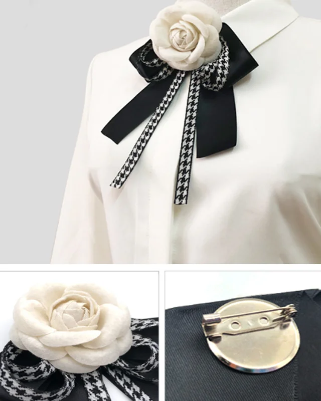 Винтажная брошь Камелия Fabirc бант бабочка лента булавка художественный декор для