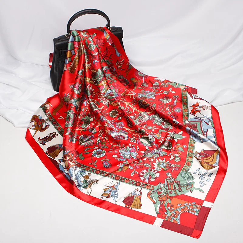 Шарф Шелковый женский квадратный 90*90 см мусульманский головной платок |