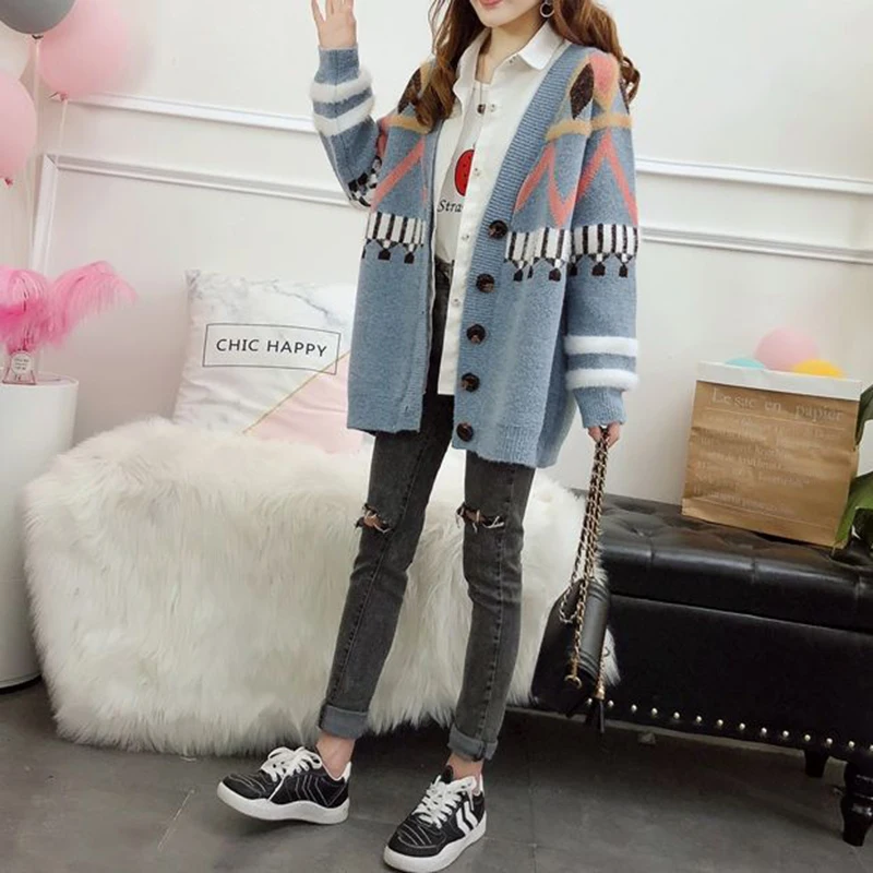 

Plus size 2020 Women Cardigans Winter korean style pull women Sweaters casual loose Cardigans knitted Sweaters women clothes