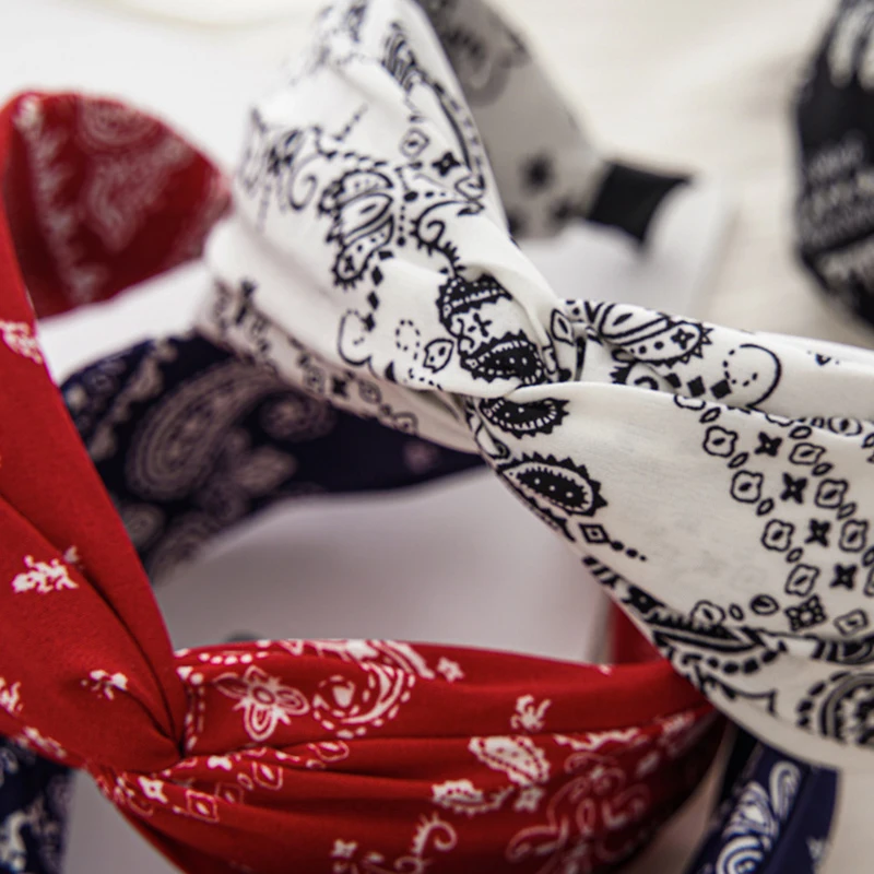

Fashion Cashew Flowers Head Hoop Wide Brimmed Hairbands Women Girls Hair Accessories Cross Knotted Hair Hoop Headbands Headwrap