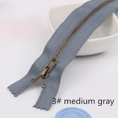 3 medium gray 5 шт. Meetee 3#5#20 см закрытые Металлические молнии бронзовые зубы для карманных брюк сумка портной DIY Швейные Инструменты Аксессуары для одежды - Цвет: 3 medium gray