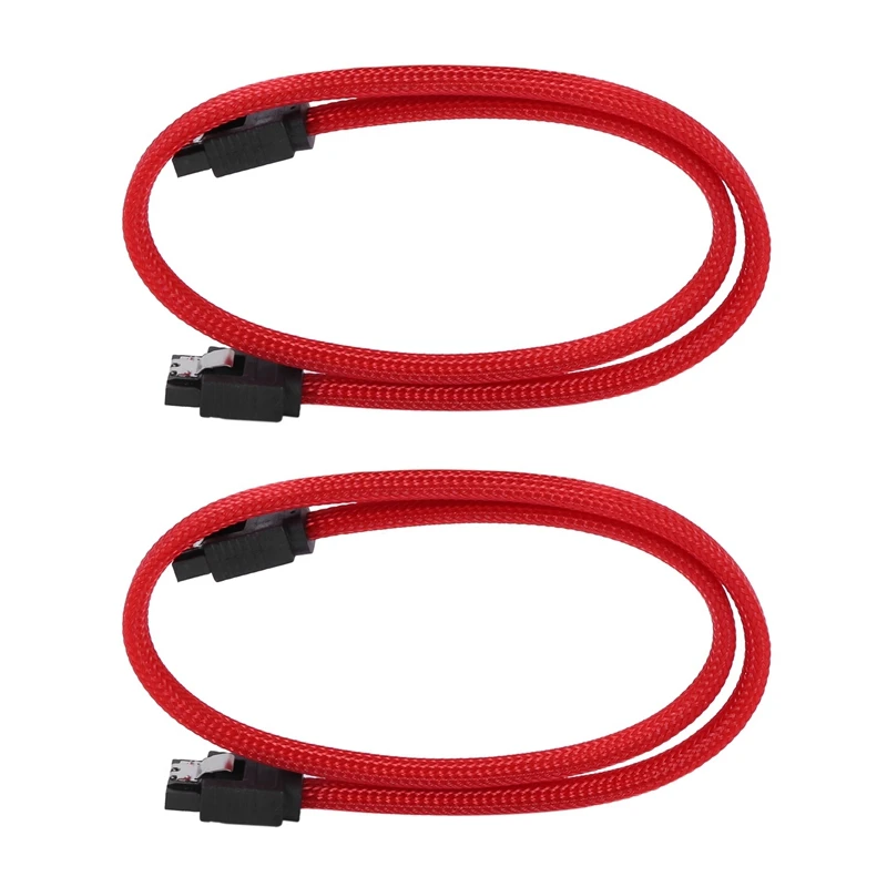 

2X 50CM SATA 3.0 III SATA3 7Pin Data Cable 6Gb/S SSD Cables Hard Disk Data Cord With Nylon Sleeved Premium Version(Red)