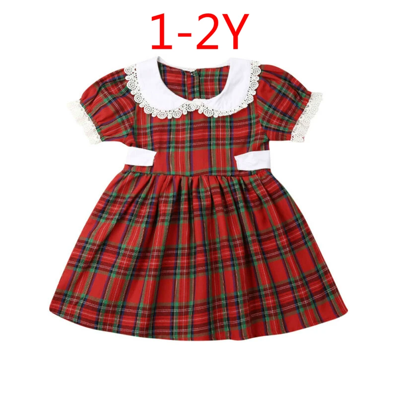 Dress 1 to 2Y Одинаковая Рождественская одежда для больших и маленьких сестер детские красные ползунки в клеточку для маленьких девочек Рождественская одежда принцессы для девочек От 0 до 6 лет - Цвет: Dress 1 to 2Y