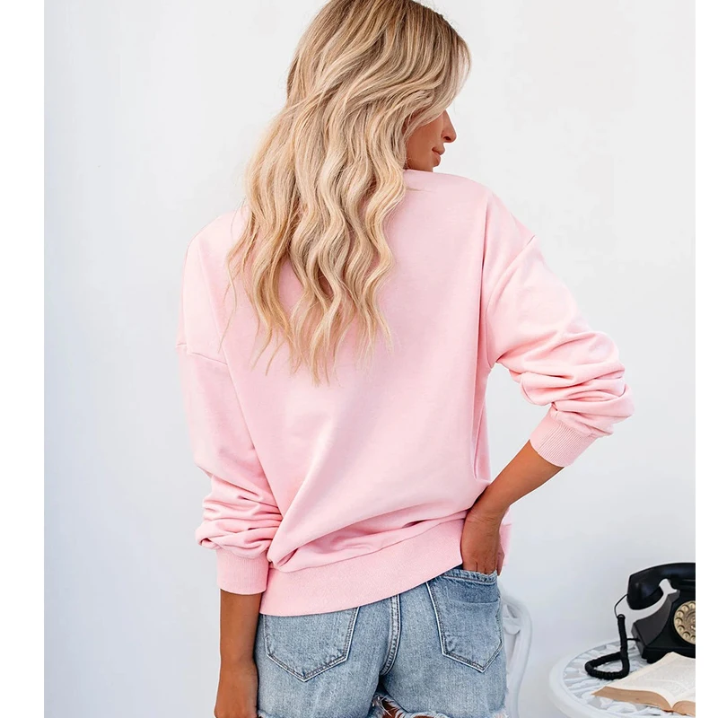 

Pink Lip Print O Neck Long Sleeve Pullover Sports Young Girls Sweatshirt Women Hoodies Oversized Autumn New Casual Harajuku Tops