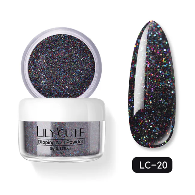 LC 20 LILYCUTE Dipping порошок для ногтей градиентный цвет ногтей Dip порошок для ногтей украшения для ногтей Блеск порошок погружение блестящие украшения - Цвет: LC 20