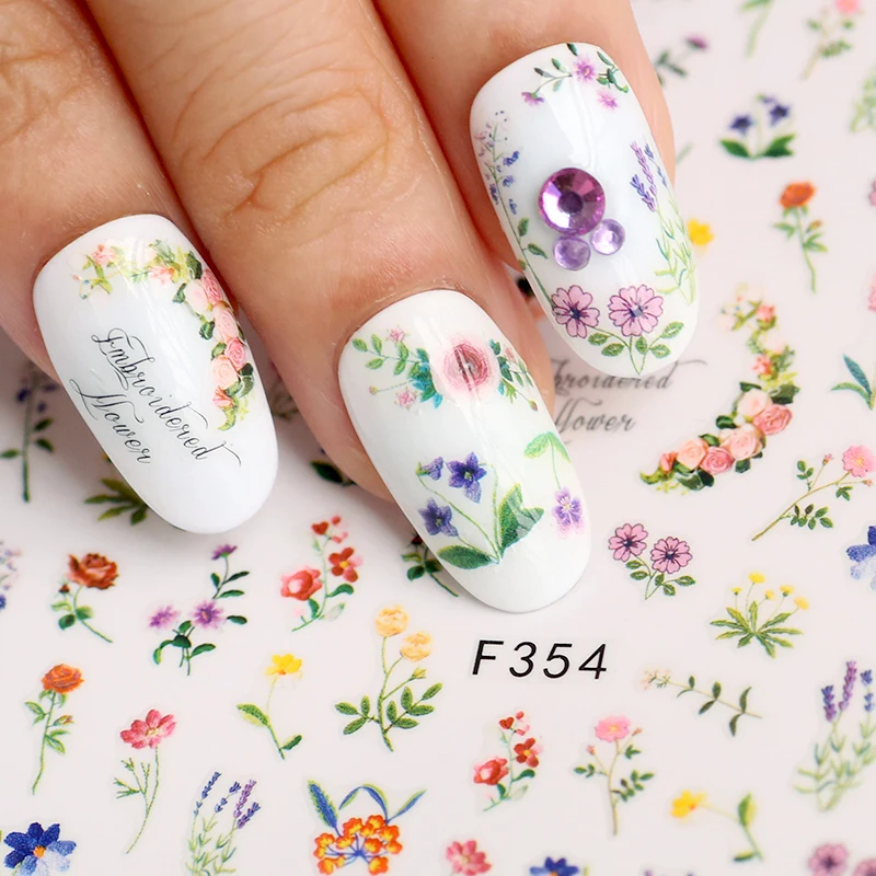 

1 sheet 3D Flowers Nail Art Stickers Self-adhesive Lanvender Dandalion Decals Tips Finger Decorations Pedicure Tool