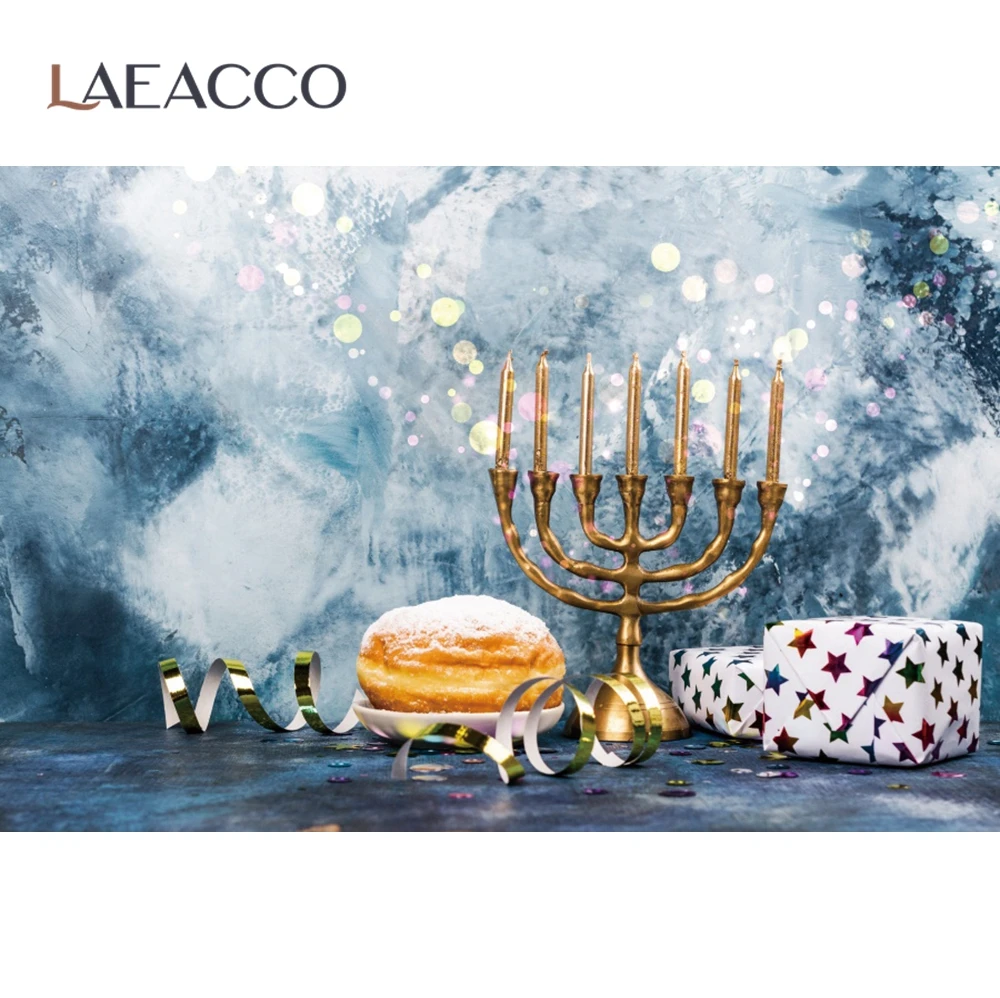 Laeacco Happy Hanukkah Chanukah фестивали вечерние Menorah свечи хлеб цементный настенный плакат