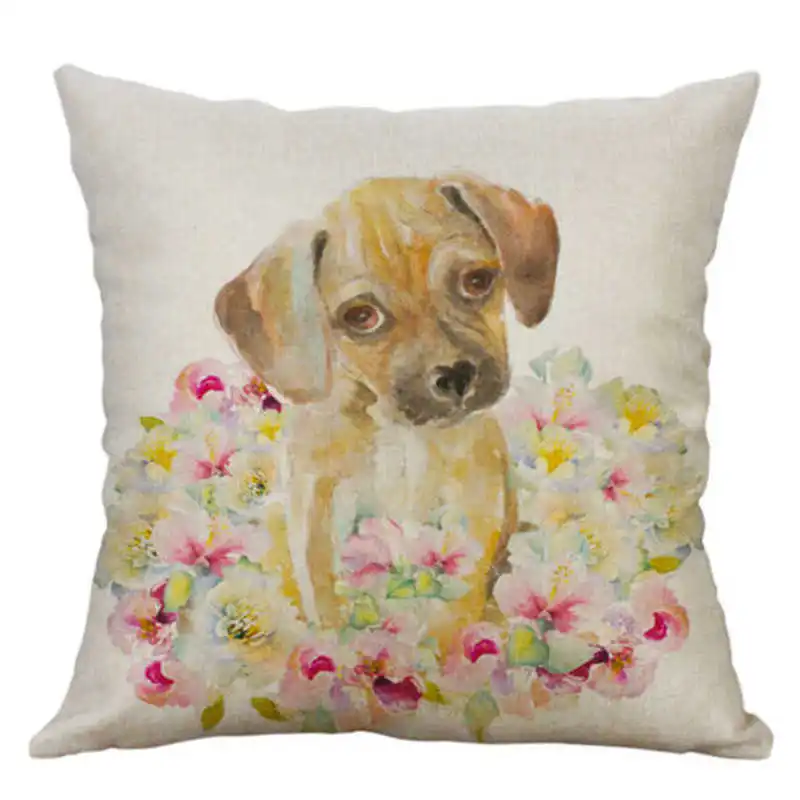 

Dog Cotton Bear Cover Decor Home Fox Cushion Pillow Case Linen Throw