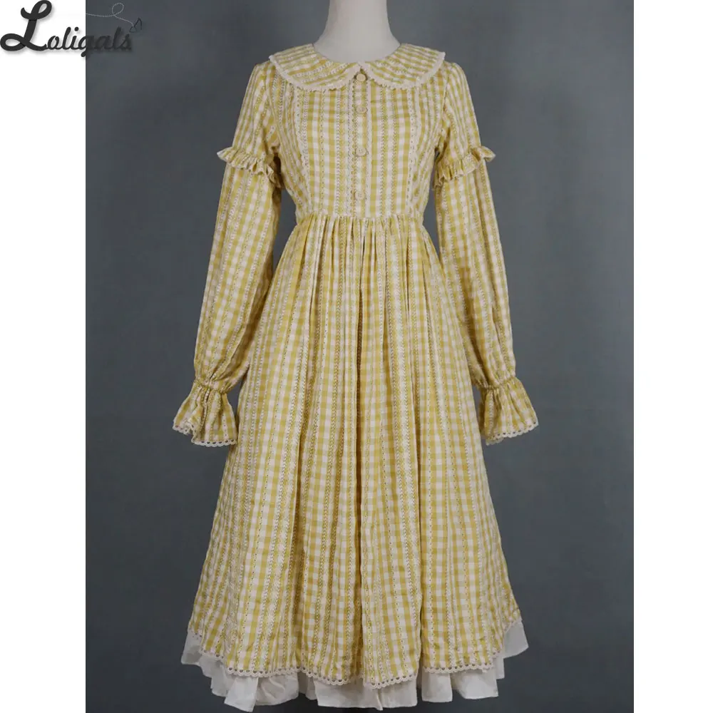 Винтажное клетчатое платье с длинными рукавами воротником Питер Пэн от Miss Point ~