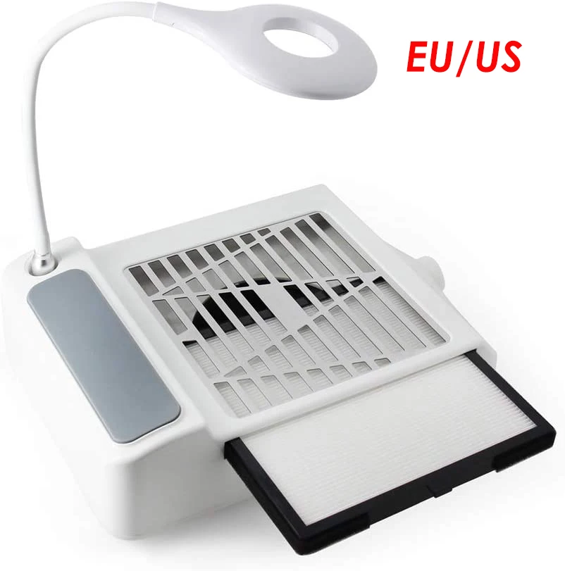 Маникюрный Настольный пылесос 2 в 1 со светодиодной лампой для ногтей съемным