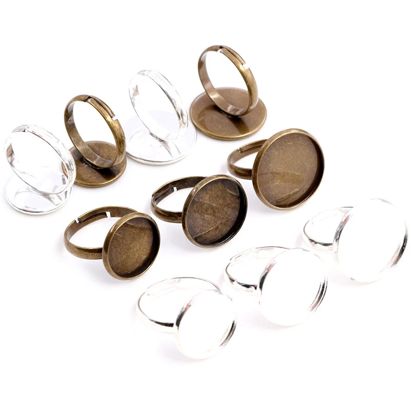 12 мм 20 яркие посеребренные бронзовые латунные регулируемые настройки кольца