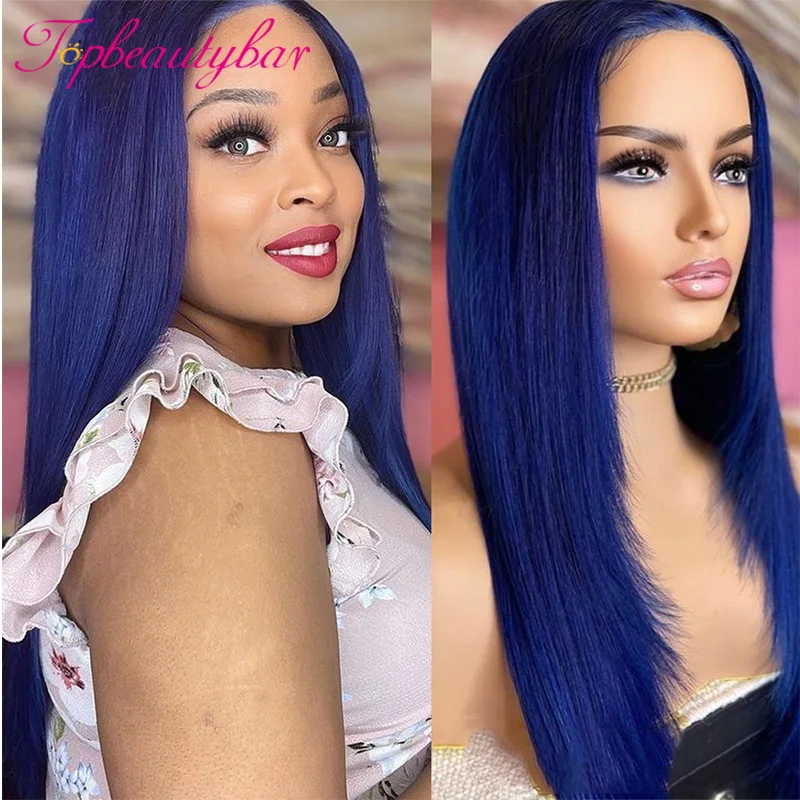 

180 Density Lace Front Wig Transparent Lace Wigs Blue Wig Brazilian Wigs for Women Colored Human Hair Wigs