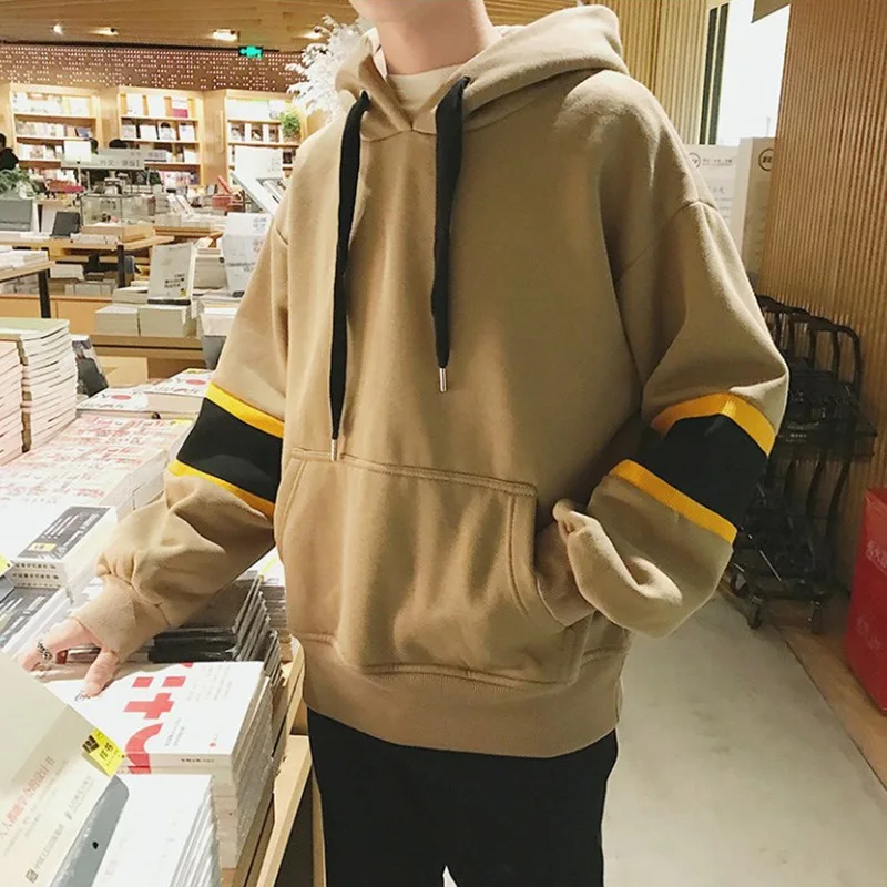 

Japanese Ins Autumn and Winter Plus Velvet Men's Sweater Trend Loose Hoodie Student Long-sleeved Pullover Jacket