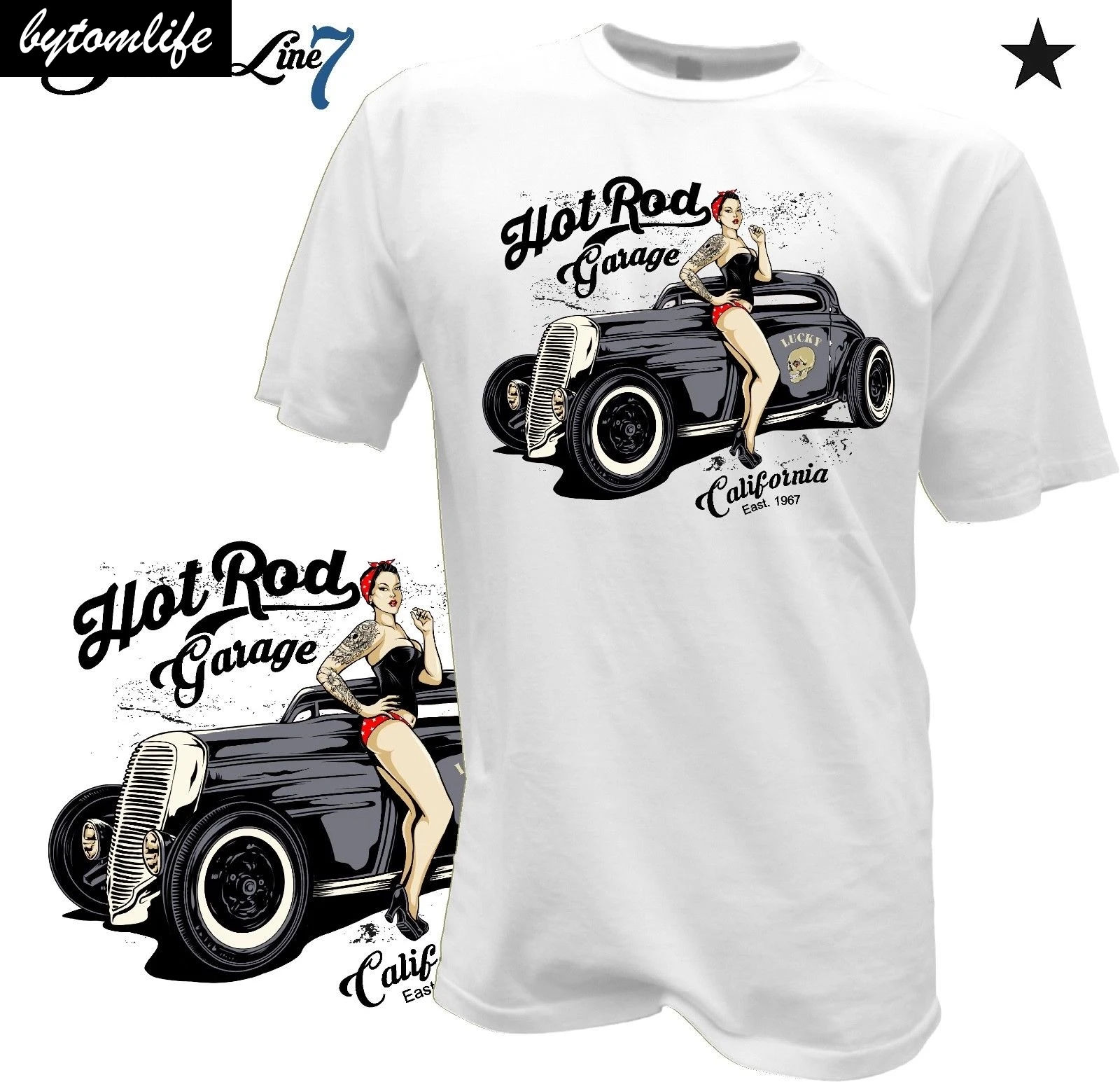 Горячая Распродажа Мужская футболка модная для девушек Pin Up Hot Rod рокабилли тату