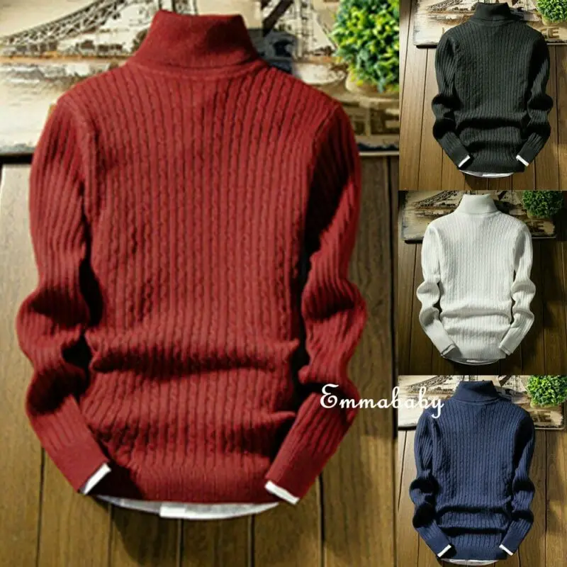 Горячая Распродажа 2020 мужской свитер с высоким воротником зимний облегающий