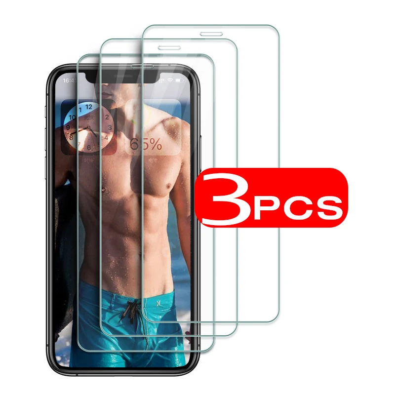 

3Pcs on Protective Glass for iPhone XS X XR Max 7 8 6s 6 Plus Screen Protector film For iPhone 11 12 Pro Max mini Tempered Glass