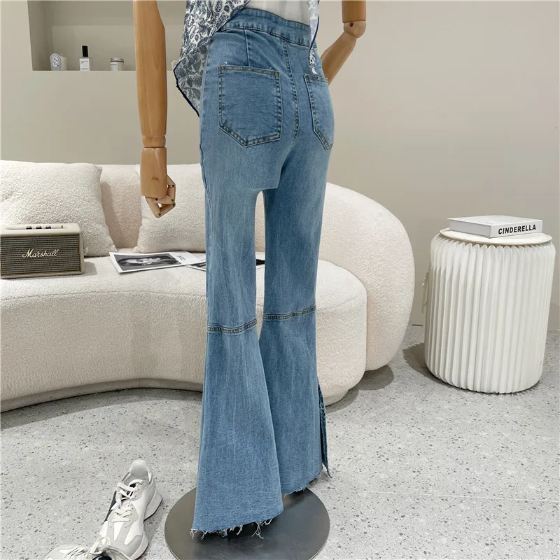 

Women's clothing Spring Summer 2021 Fashion New Oversized flared pants High waist slim blue jeans pants