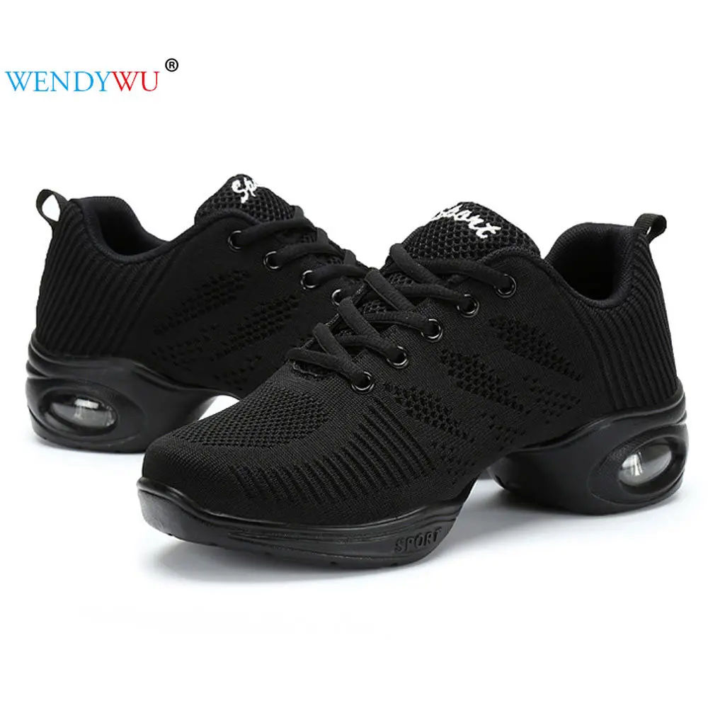 

Новая танцевальная обувь, кроссовки для женщин/женщин, мягкая подошва, современные джазовые танцевальные туфли, Женская дышащая сетчатая с...