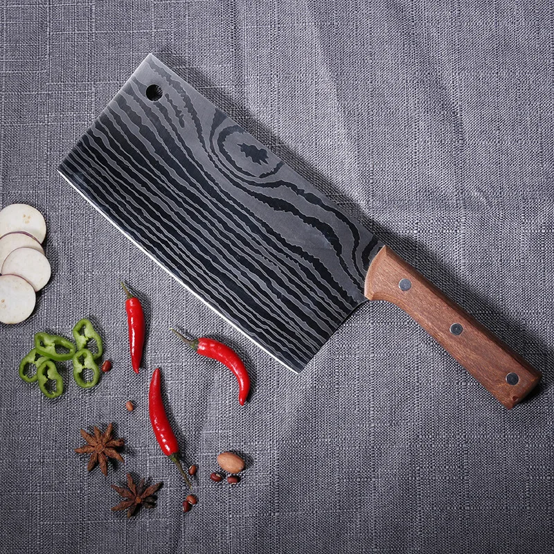 Кухонный нож из китайской нержавеющей стали шеф повар 4Cr13 с лазерным Дамасским