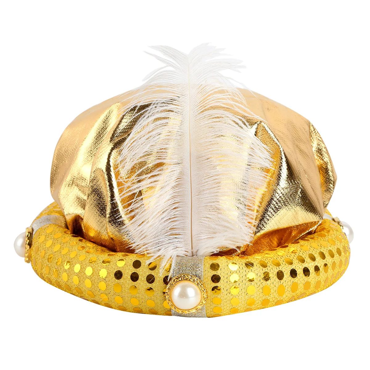 Шляпа с перьями для взрослых и детей в индийском арабском стиле блестками на