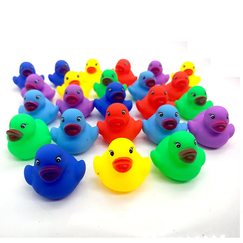 

12 шт Kawaii Мини красочные резиновые поплавок скрипучий звук утка детская игрушка для ванны ванная комната водный бассейн забавные игрушки дл...