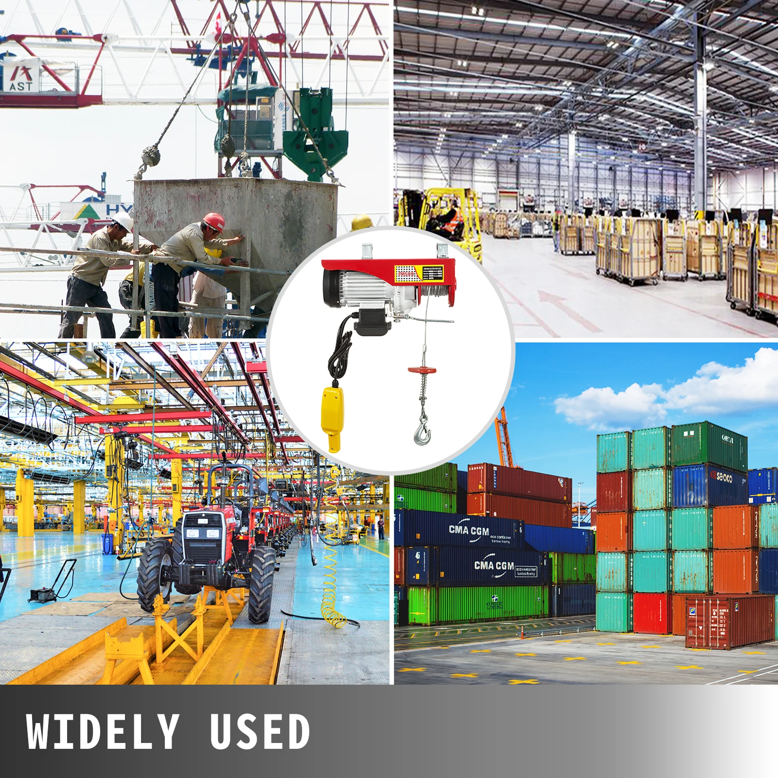 VEVOR 250-1200Kg Electric Hoist Lifting Crane Cable Hoist Winch for  Boat Car Garage Elevator with Wired Remote Control Lifter