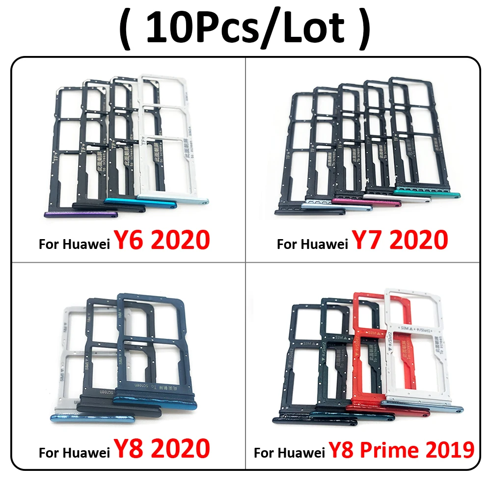 

10Pcs/Lot, SIM Card Tray Slot Holder For Huawei Y6 Y7P Y8P 2020 Y9 Prime 2019 Repairing Parts
