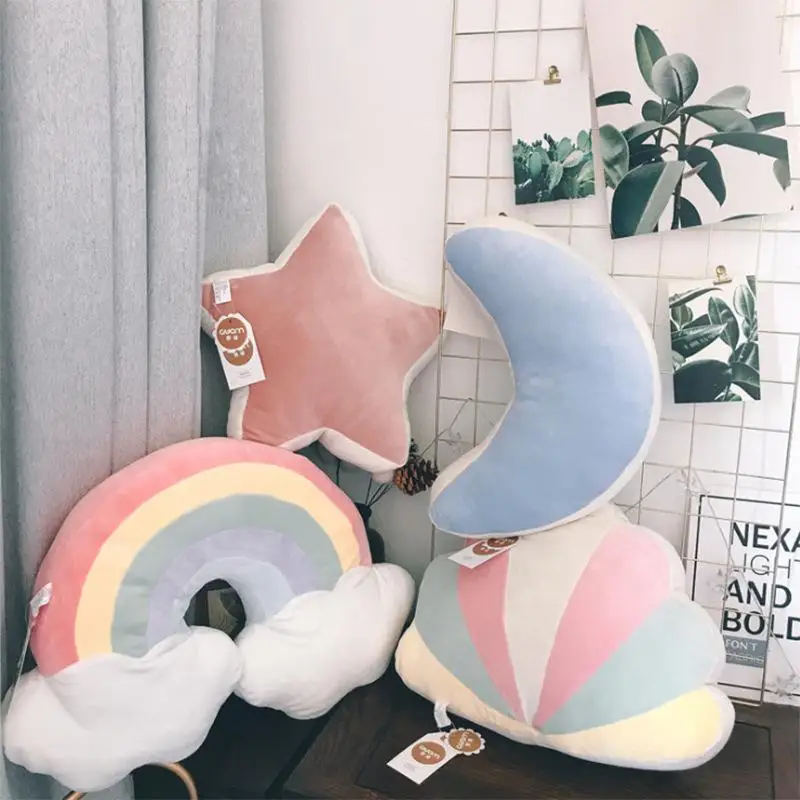 1 шт. Подушка INS нордическая мультяшная Радужная Луна Звезда в форме раковины
