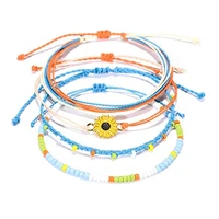 hot sale 4pcsset bohemian sunflower pattern bracelet adjustable braided female bracelet beach cute jewelry for women gifts