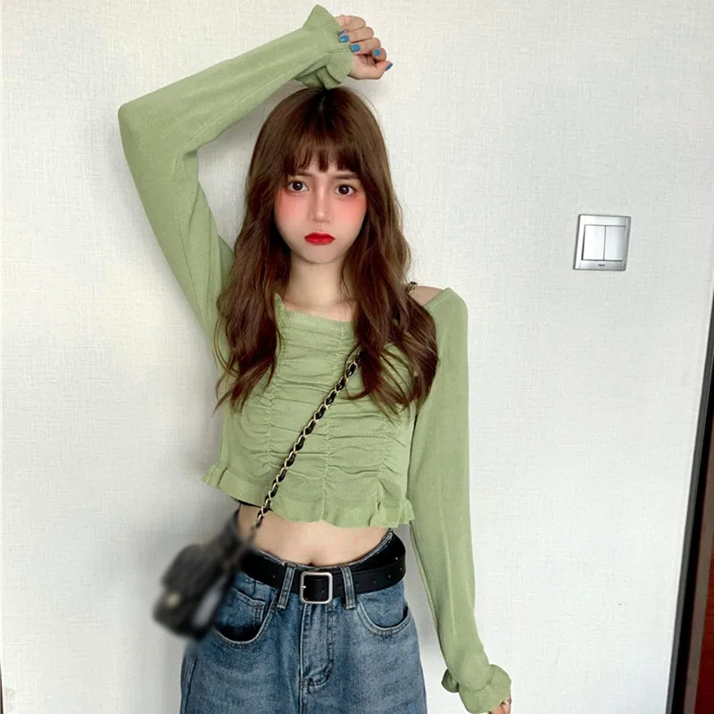 

Women Autumn T shirt Square Collar Solid Color Women Tshirt Fashion Casual Long Sleeve Knitted Tops For Women