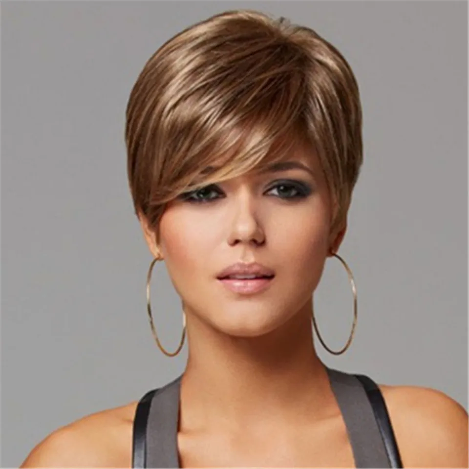 MUMUPI Модные женские прямые парик Pixie Cut cosplay вечерние парики для косплея короткие черные парики термостойкий синтетический парик