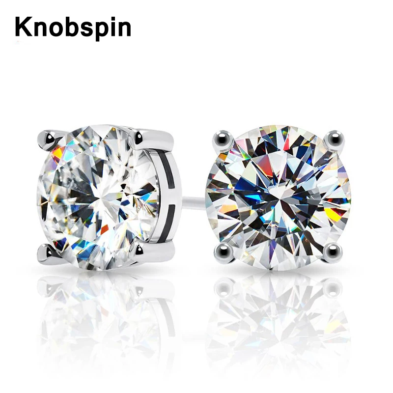 

Knobspin Real 2 Carat Moissanite Four Claw 100% 925 Sterling Silver Earrings For Women Wedding Party Bridal Jewelry Girls Gift