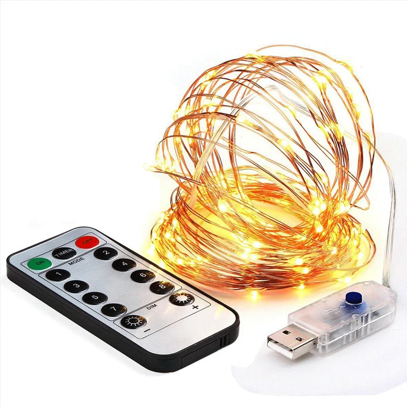 5M-10M/50-100 USB leds Silver Wire LED String lights Holiday lighting Fairy Garland For Christmas Tree Wedding Party Decoration