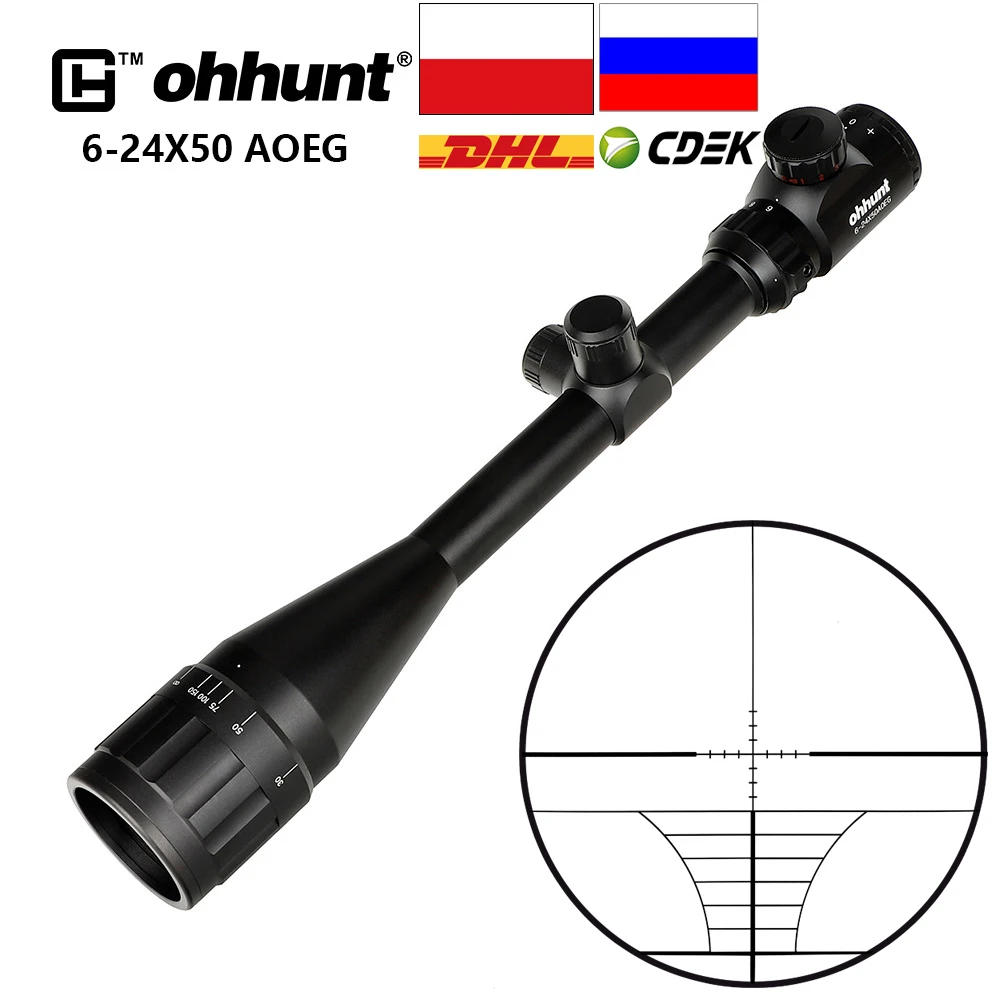 Охотничий прицел ohhunt 6 24X50 AOEG красно зеленый оптический с проводной сеткой