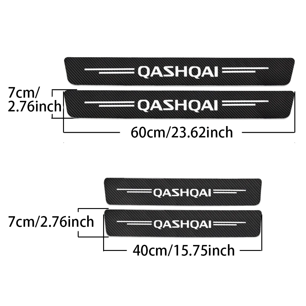

4pcs Car Door Threshold Stickers for Nissan Qashqai Carbon Fiber Protector Decors Auto Sills Decals Film Car Accessories Sticker