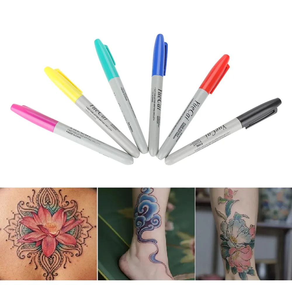 

6Pcs Tattoo Piercing Skin Marker Positioning Pen Permanent Body Art Marking Tool