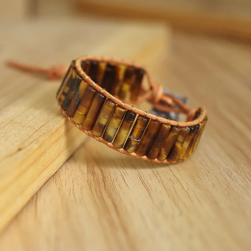 Ювелирные изделия ручной работы натуральный камень тигровый глаз бусины кожаный