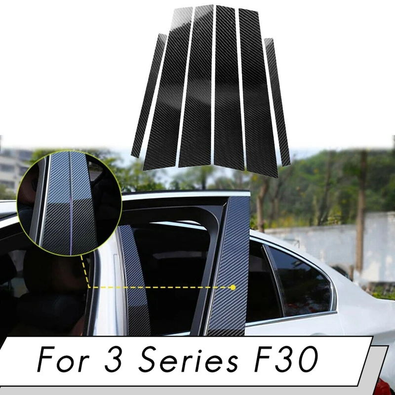 

Carbon Fiber Car Window Pillar Post Molding Covers Protector Trim Stickers for -BMW 3 Series F30 2013-2018