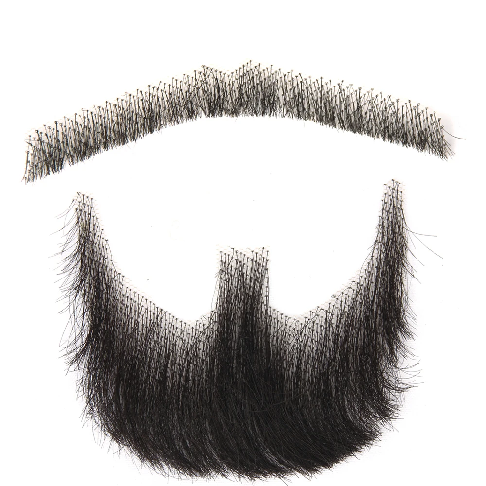 

CliCling False Beards for Adults Men Realistic Makeup Lace Invisible Beards Black Color