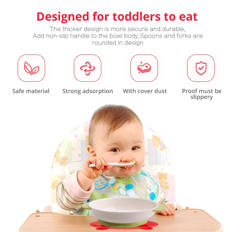 

Baby Bowl Children's Cutlery Set Baby Sucker Bowl Complementary Food Silicone Eating Anti-Fall Suction Bowl