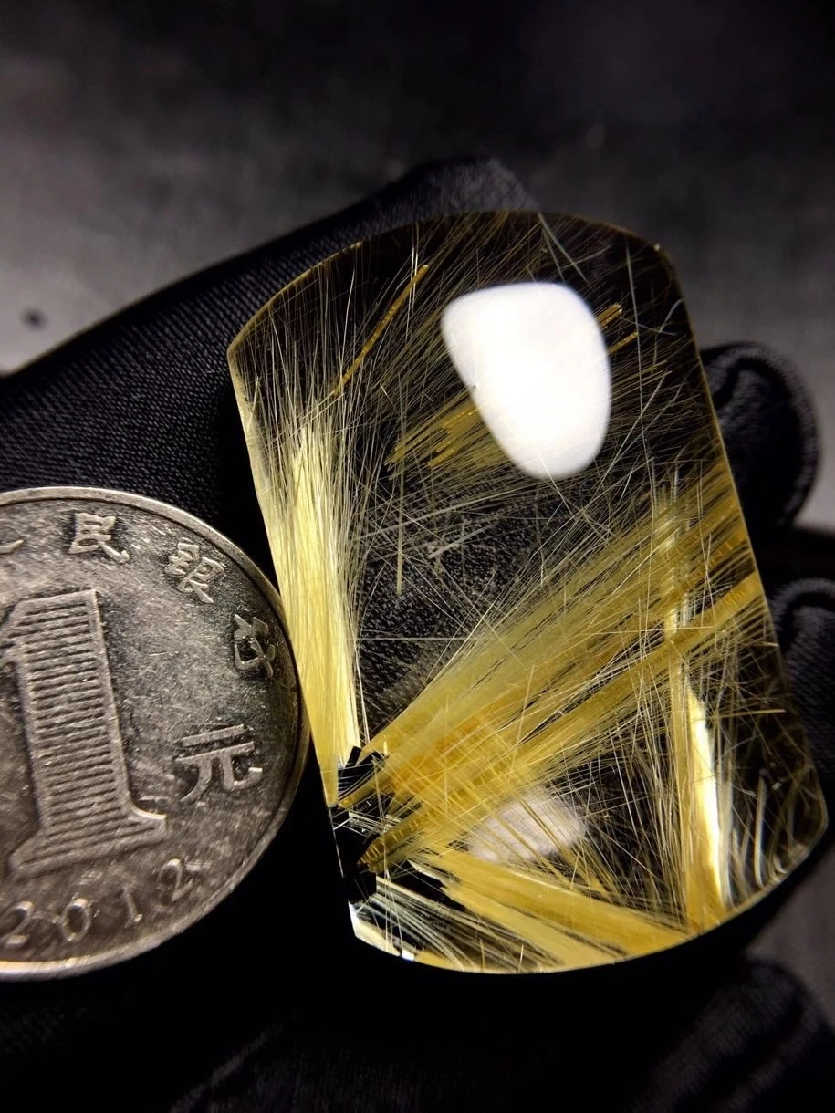 

Genuine Natural Gold Rutilated Quartz Pendant 39.2*25*11.3mm Rectangle Brazil Wealthy Women Rare Jewelry Genuine AAAAAA