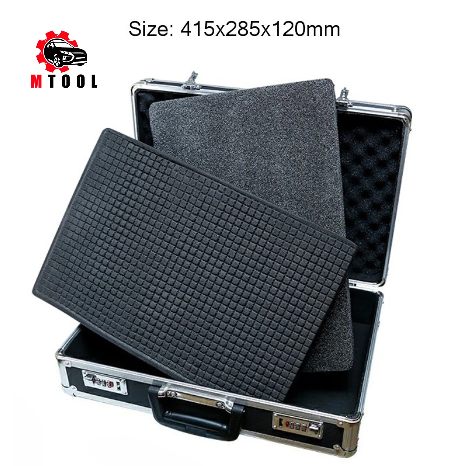 

Aluminum Alloy Tool Box Password lock instrument box Impact resistance Safety Case Portable Suitcase With pre-cut sponge Black