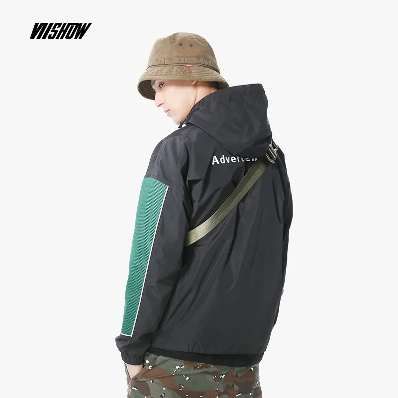 VIISHOW осенние куртки для мужчин брендовая одежда сетки Лоскутная модная куртка