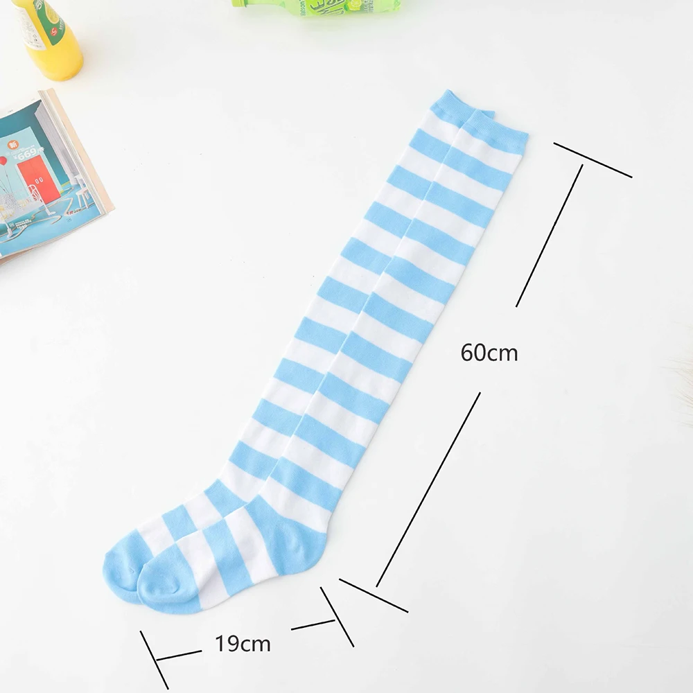 

Colorful Striped Stockings Women Over Knee Socks Girls Black and White Stripes Long Stockings Fashion Female Thigh High Socks