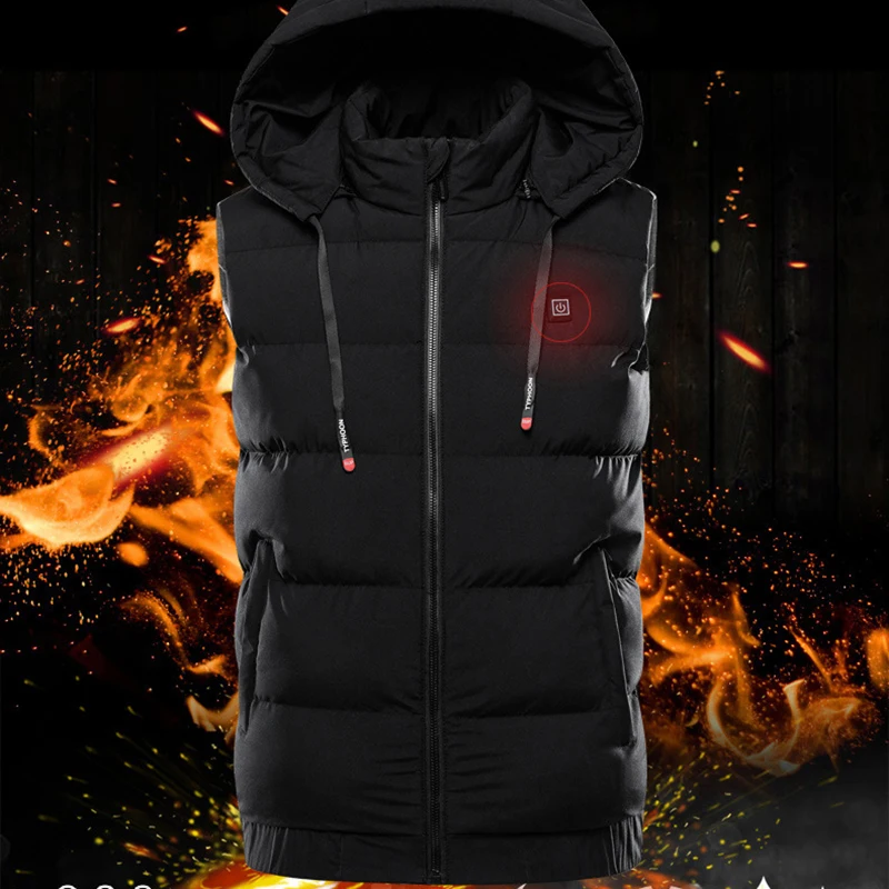 

Electric Heated Jacket Vest Cotton Coat USB Electric Heating Hooded Winter Thermal Warmer Jackets Outdoor Equipment Asian Size