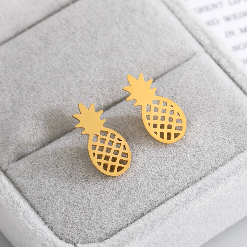 

Cute Pineapple Earrings For Women Kids Girls Stainless Steel Jewelry Earring Small Studs Earrings Children Accessories Gifts