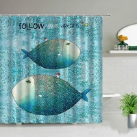 waterproof bathroom curtains cartoon cute fish printed shower curtain set polyester fabric bathtub partition cloth home decor