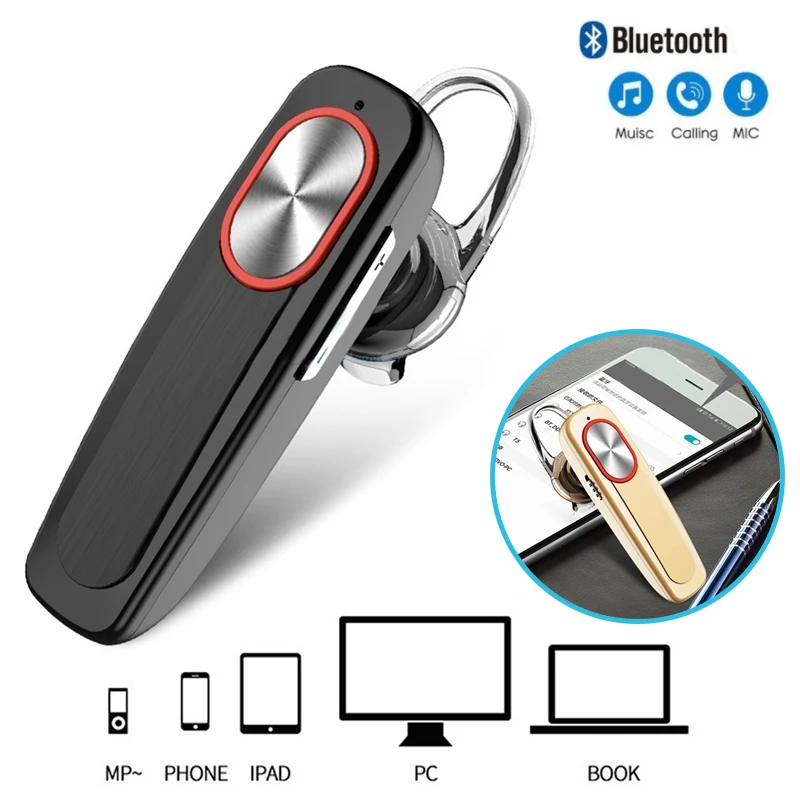 

Ear-hook Earphone Stereo Bass Bluetooth-compatible Headset Handsfree Earphones Wireless Headphones With Mic For All Smart Phones